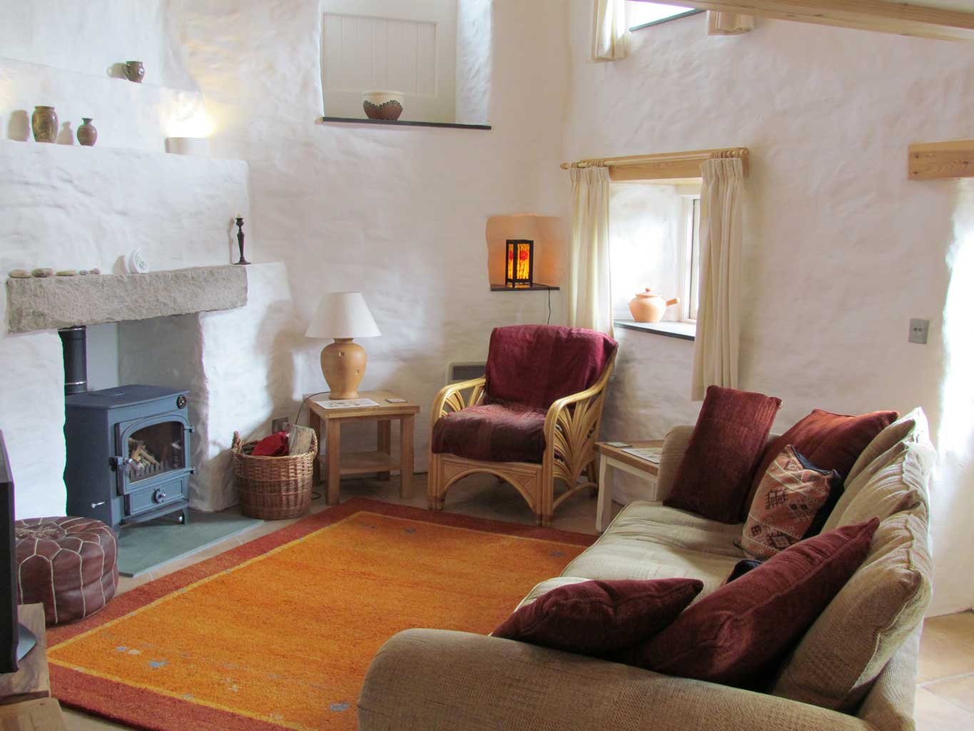 Sitting room with wood burning stove